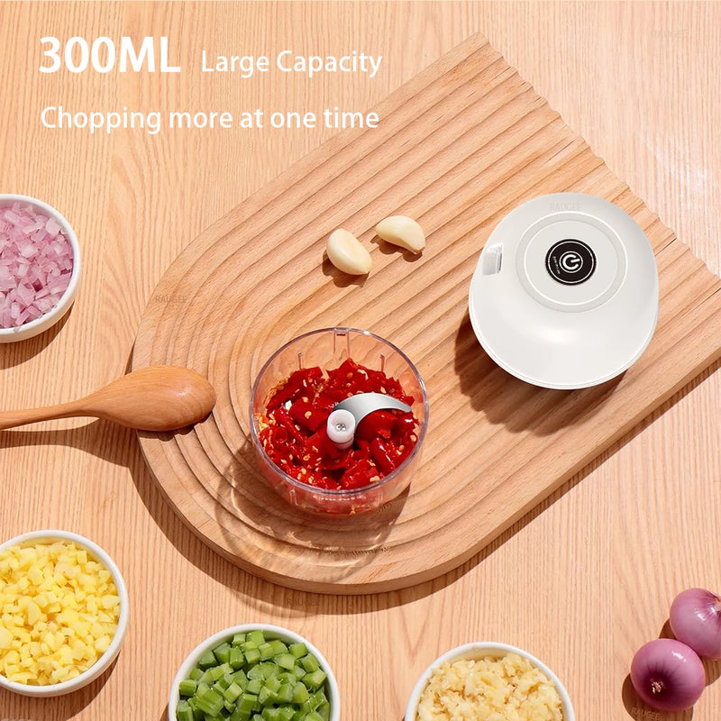 Mini Triturador Elétrico USB - Electric Food Chopper for Garlic & Vegetables.