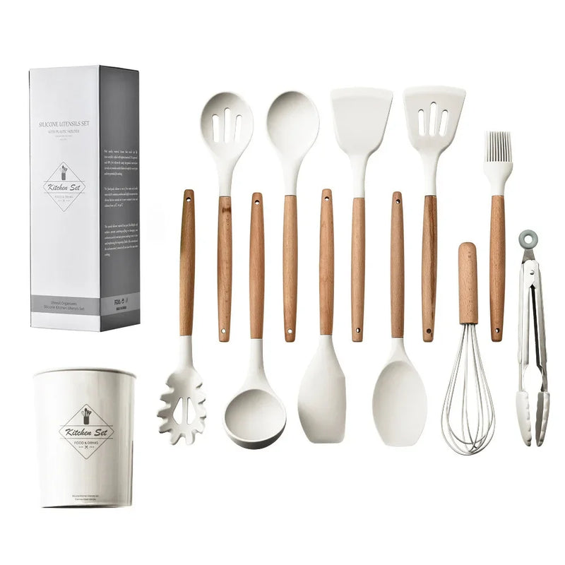 Conjunto de Utensílios de Silicone 12PCS - Silicone Kitchenware Set.