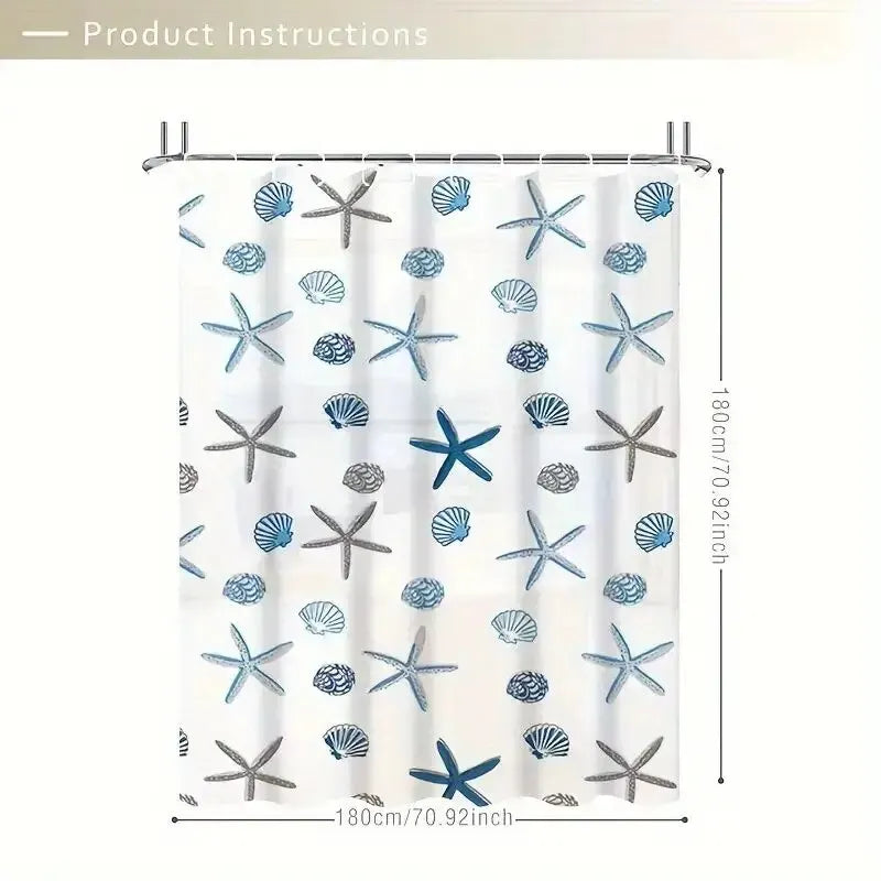 Pattern Shower Curtain - PEVA, Resistente e Impermeável