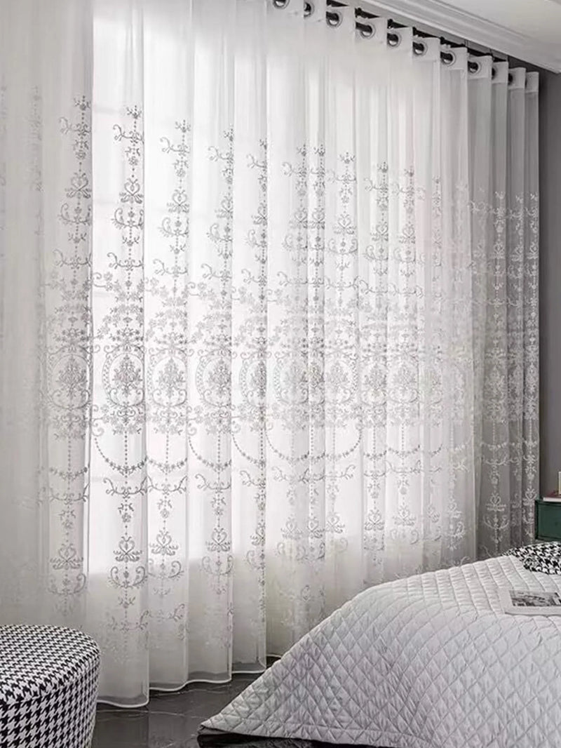 Sheer White Curtains - Floral e Elegante para Sua Sala