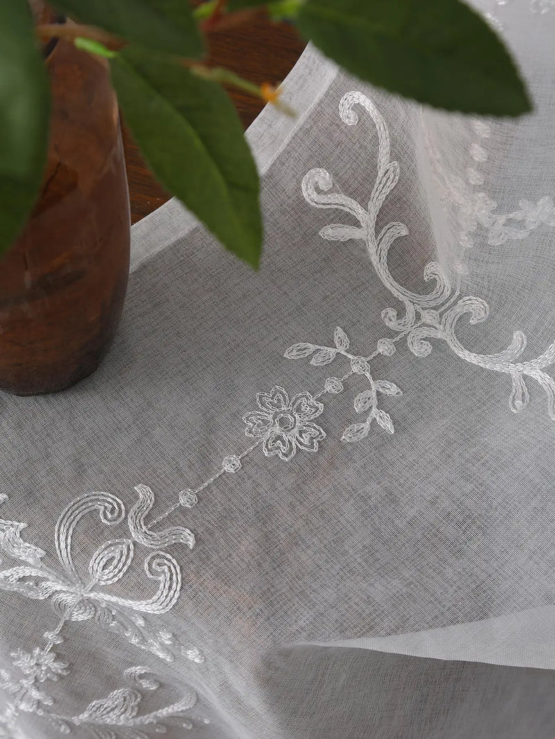 Sheer White Curtains - Floral e Elegante para Sua Sala