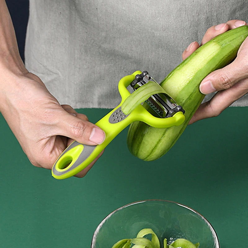 Peeler 3 em 1 Rotativo - Fruit & Vegetable Slicer, Grater e Julienne.