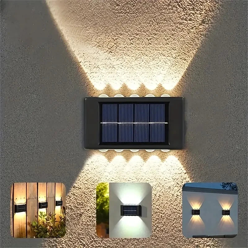 1-Pack Solar LED Wall Lamp | 6/8/10 LEDs, Decoração de Pátio