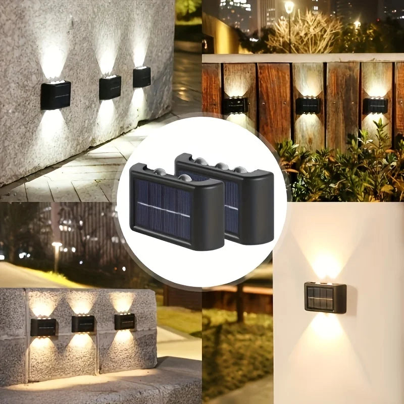 1-Pack Solar LED Wall Lamp | 6/8/10 LEDs, Decoração de Pátio